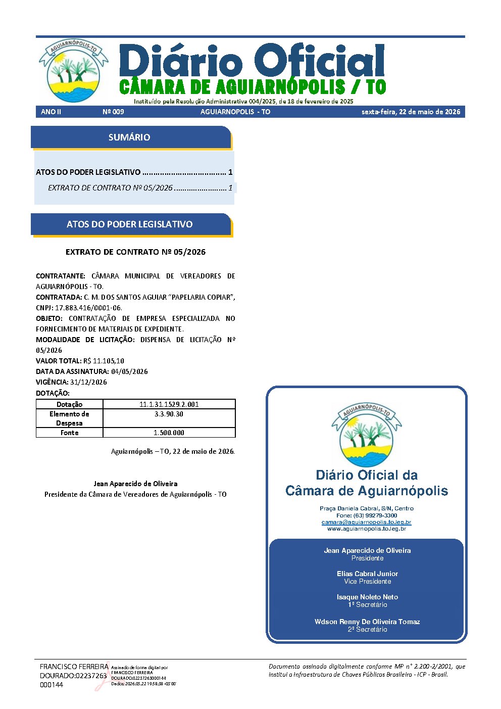 Diário Oficial - Edição 009