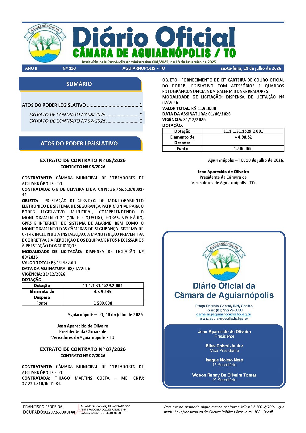Diário Oficial N° 010